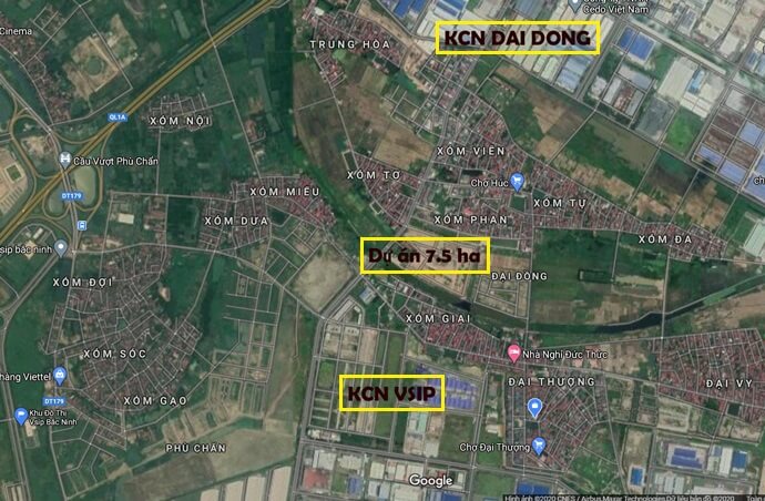 Vị trí Dự án đất nền 7.5Ha Dương Húc, xã Đại Đồng, Tiên Du, Bắc Ninh
