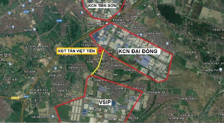Vị trí Khu đô thị Tân Việt Tiến Đại Đồng Tiên Du Bắc Ninh