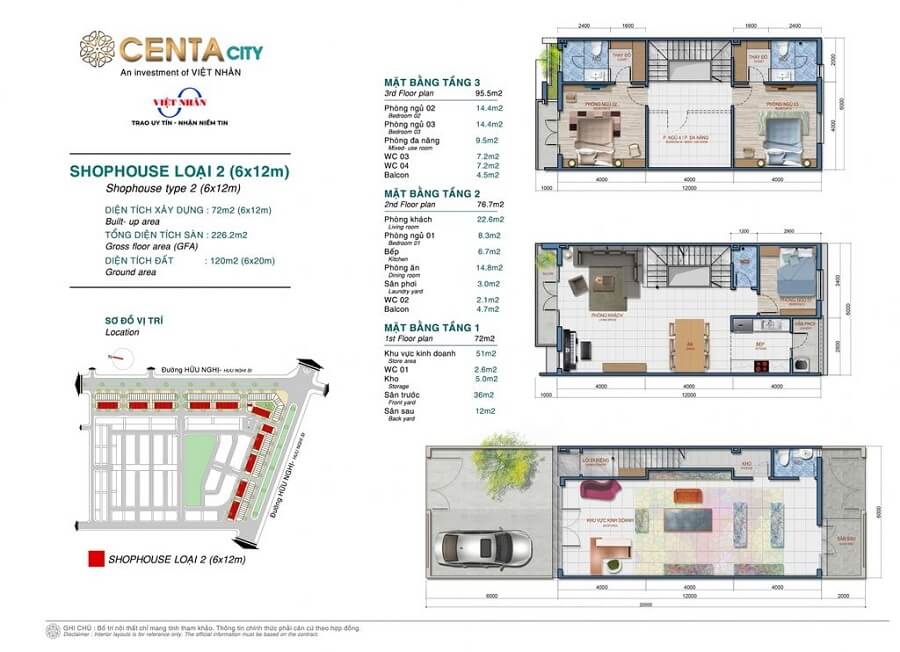 Thiết kế shophouse SH2 Centa City Vsip Từ Sơn Bắc Ninh 120m2