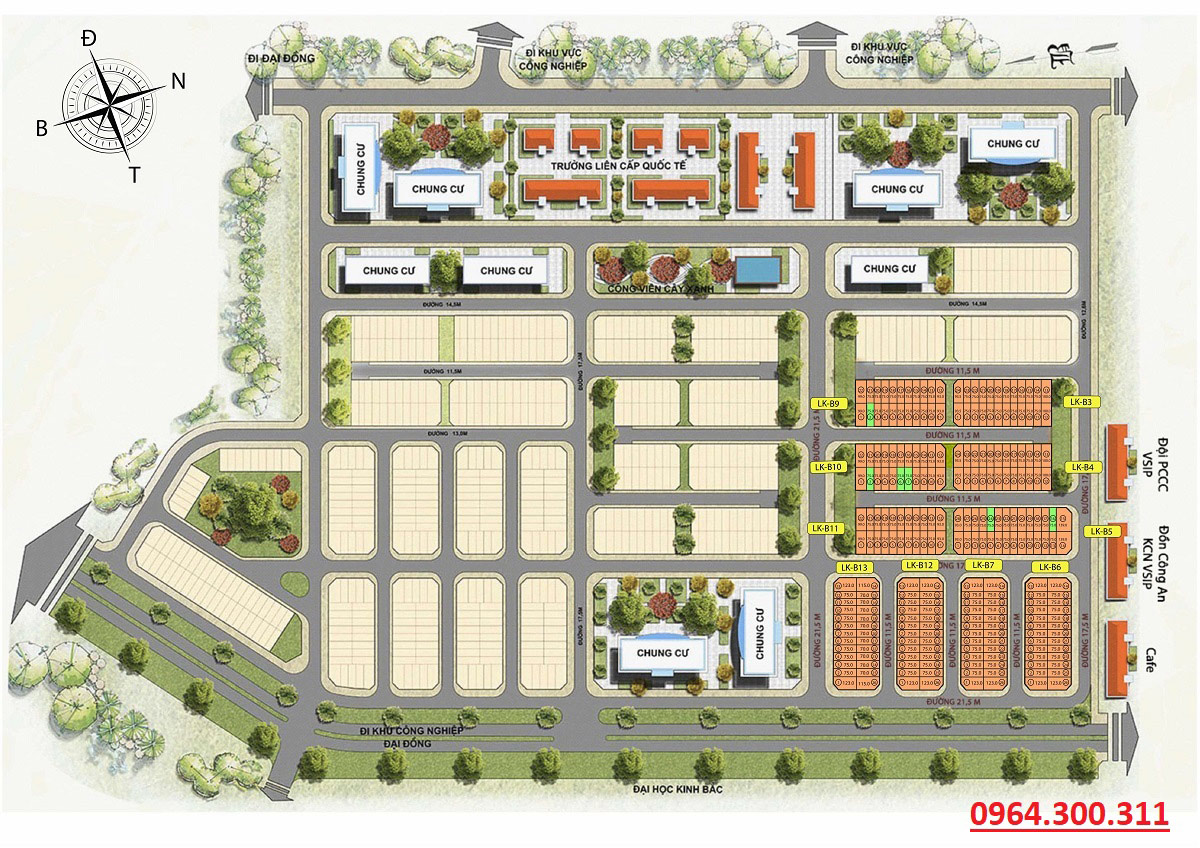 Mặt bằng Shophouse & Liền Kề VietSing Square Vsip Từ Sơn Bắc Ninh