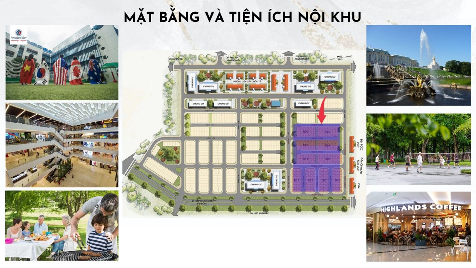 Mặt bằng và tiện ích VietSing Square Vsip Từ Sơn Bắc Ninh