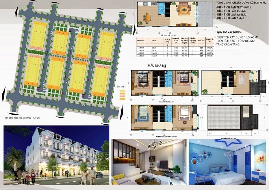 Thiết kế Liền kề Garden House VSIP Từ Sơn Bắc Ninh mẫu M3 75m2