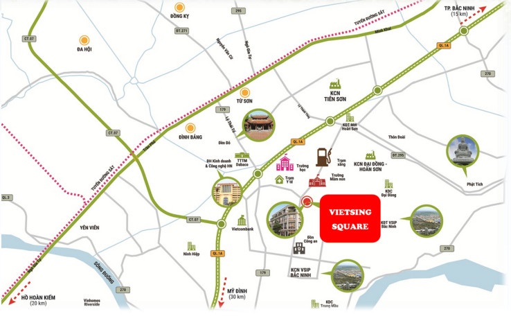 Vị trí Shophouse & Liền Kề VietSing Square Vsip Từ Sơn Bắc Ninh